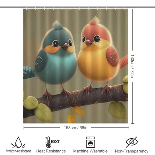 Rideau de douche oiseau polyester imperméable lavable 168x183cm - 4
