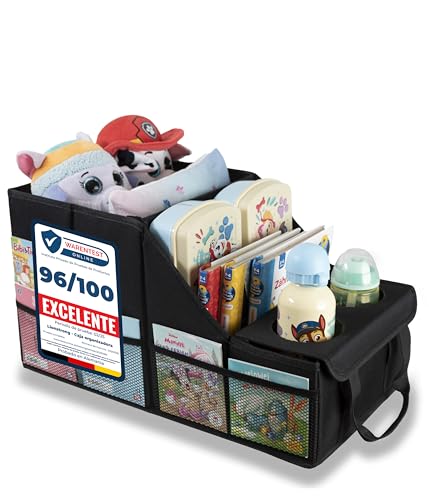 LIONSTRONG Organizador de Coche [ESTABLE POR PANLES DE PLÁSTICO] - Organizador Universal para Asiento Trasero y Asiento Delante - Ideal para Vacaciones - Espacio para Juguetes - Repelente al Agua
