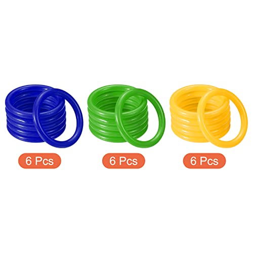 PATIKIL Carnival Ring-Toss Rings 6cm ID, 18 Pack Plastic Hoop for Outdoor Party Favor Game Booth (Blue, Green, Yellow) - Image 3