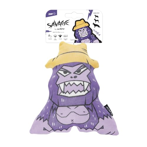 Petifam SAVAGEドッグトイ 犬用おもちゃ 丈夫な犬用ぬいぐるみ スクィーカー付き 噛み応え 極厚生地 ストレス解消おもちゃ 破れにくい 壊れにくい ?むおもちゃ 中大型犬用 (ゴリラ)