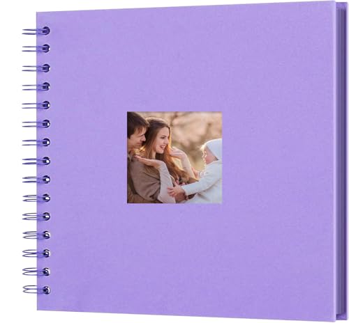 AIOR 手作りアルバム 台紙 フォトアルバム 写真ウィンドウ付きスクラップブックアルバム 250 GSM厚紙 20枚40ページ 17.5CMx17.5CM 思い出帳 DIY 写真集 卒業記念集 赤ちゃん写真集 結婚記念 誕生日 プレゼント(パープル)