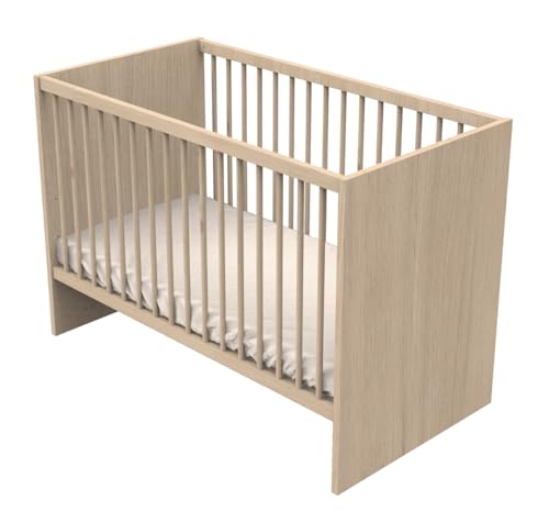 Sauthon Lit bébé 120x60 à barreaux en Bois décor chêne Suave