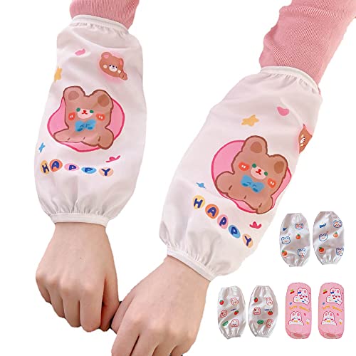 Waterproof Arm Sleeves 4 Pairs Oversleeves Covers Kitchen Arm Sleeves for Women Household Washing Cleaning