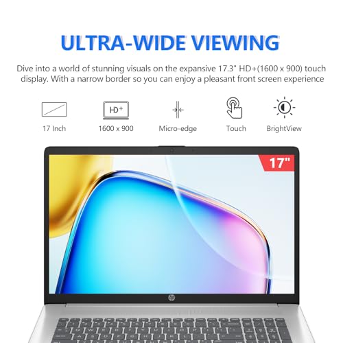 Image of HP 17.3 inch Touchscreen Laptop Computer, AMD Ryzen 5 6-Core, 16GB RAM 1TB SSD, Windows 11 Pro Business Laptop with 17 Inch HD+ Display, 10-Key Numeric Keyboard, Lightweight Professional Notebook PC