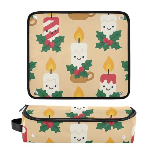 GuoChe Hair Tools Travel Bag with Heat Resistant Mat Christmas Candles Pattern miniatura 3