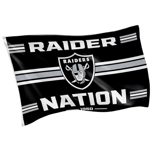 NFL Las Vegas Raiders Vintage Flag | 3 x 5 Estate Flag with Grommets | Heavy Duty Banner for Outdoor Garden Patio Decoration | Indoor Wall Decor for Room | Works with Flagpoles for Outside House