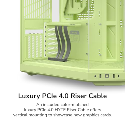 Image of HYTE Y70 Modern Aesthetic Gaming PC Case - Panoramic Glass | High-Airflow Design | Cable Management | Dual Chamber ATX Mid-Tower Chassis | 10 Fan Capacity | Luxury PCIe 4.0 Riser Cable -Matcha (Green)