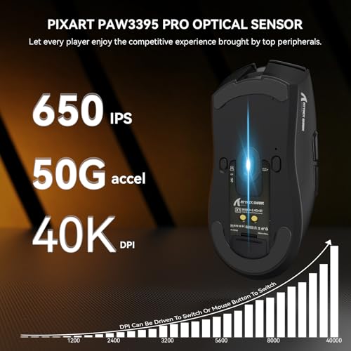 Image of ATTACK SHARK X1 Wireless Gaming Mouse with RGB Charging Dock, PAW3395 PRO Sensor Up to 40K DPI,53g Ultra Light Tri-Mode Computer Mice,1KHz Polling Rate 5 Programmable Buttons for WIN /MAC-Black