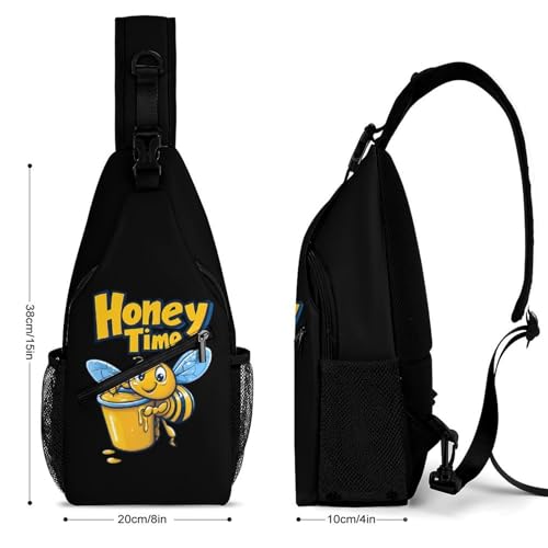 Honey Cute Bee Time Crossbody Sling Backpack Casual Chest Bag Fanny Pack for Women Men Travel Hiking2