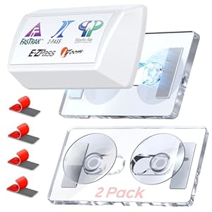 Paquete de 2 soportes magnéticos EZ Pass para parabrisas – Compatible con EZ Pass, I-Pass, SunPass, FasTrak – Acrílico resistente a los rayos UV con ventosa para todo tipo de clima – Fácil