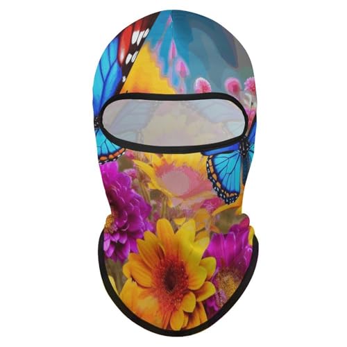 Balaclava para hombre, máscara para esquí y ciclismo, con diseño de mariposa y flores, cubreboca y cuello para invierno miniatura 1