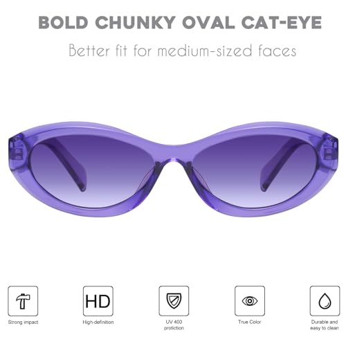 Image of mosanana Oval Cat Eye Sunglasses for Women Retro Y2K Style MS52372 | Geometric Stylish Temples, UV400 Protection, Designed for Daily Outfits, Travel and Fashion Looks