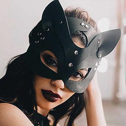 Miniatura 2 de Géneric Máscara de piel de gato para mujer, disfraz de conejo, zorro, máscara sexy de animal, máscara de media cara, cosplay, fiesta de Halloween,