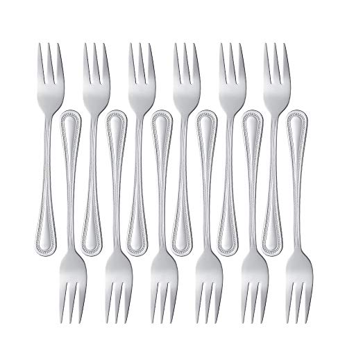 Teegabeln, Buyer Star Silber Edelstahl Mini Gabeln für Dessert Kuchen Salat Pasta Gebäck Vorspeise, Spiegel poliert Besteck (Packung mit 12)