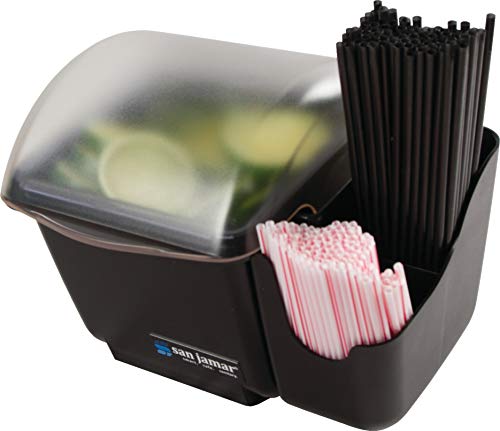 San Jamar BD2002CAR Mini Dome Garnish Center with Chillable Tray and Right Hand Caddy (1-Quart, Black, NSF) - Thumbnail 3