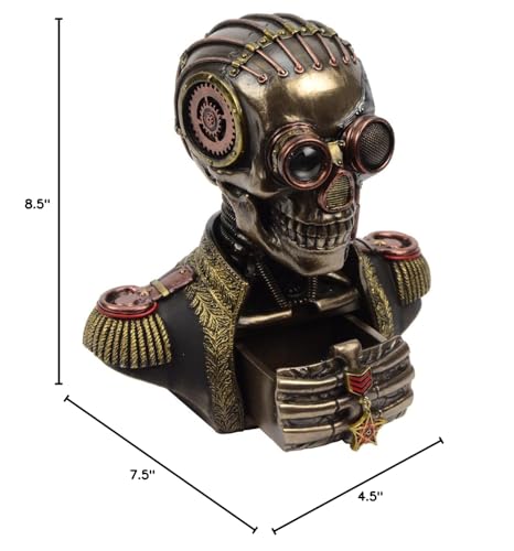 Figura decorativa calavera steampunk con compartimentos miniatura 2