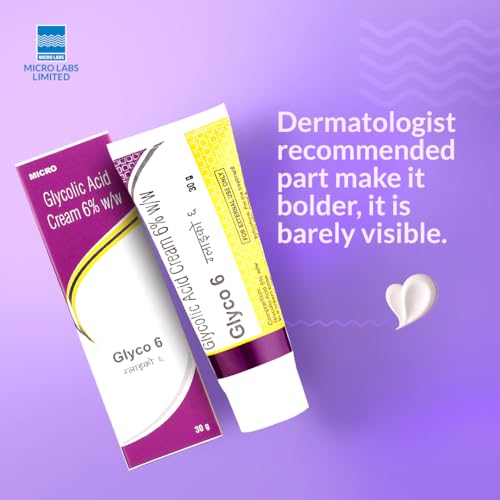 Image of Glyco 6 Glycolic Acid Face Cream 6% w /w | Exfoliating Cream for Acne, Pimples & Dark Spots | Unclogs Pores & Improves Skin Texture | Suitable for Dry & Acne-Prone Skin | 30g (Pack of 1)