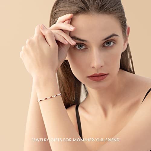 Cde 925 Sterling Silver Birthstone Tennis Bracelets For Women Dainty Simple Infinity Symbol Link Charm Bracelet Birthday Anniversary Valentine's Mother's Day Gifts For Mom Wife Mom Her Girl, Chain Length 6.7”+1.6” (Silver-01-Januray-Garnet) #TOP1