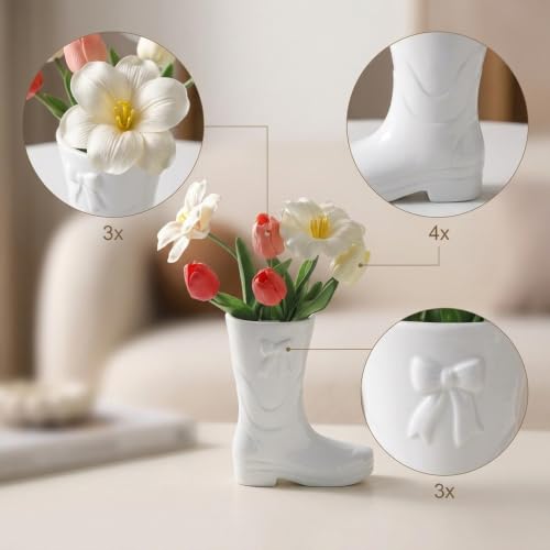 Vase a fleurs en forme botte ceramique blanche haute qualite