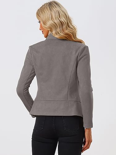 Image of Allegra K Women Faux Suede Jacket Lapel Draped Open Front Cardigan Casual Trendy Suede Blazer
