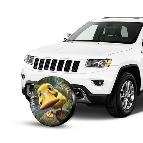 Image of Funny Duck Spare Tire Cover with Unique Print, Weatherproof Wheel Covers Tire Protector, Universal Fit for Rv, Trailer, SUV, Camper Vehicle