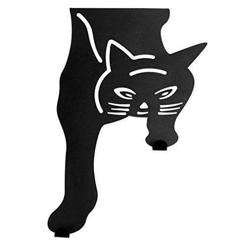 Evelots 2 Pack Kitty Cat Hooks/Over The Door Hanger/Black Cat Decor/Over Door Cat Hanger/Strong Metal Over Door Hooks/Cat Door Hook #TOP5