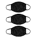 Aooba 3 Pcs Fashion Protective Face Masks, Unisex Black Dust Cotton Mouth Masks, Washable, Reusable Masks