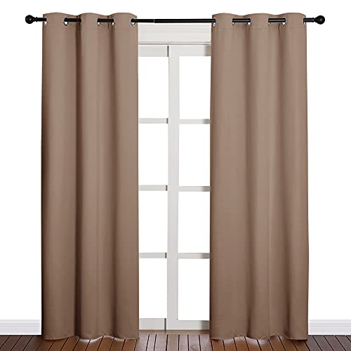 Image of NICETOWN Window Treatment Thermal Insulated Solid Grommet Blackout Curtains /Drapes for Bedroom (1 Pair, 42 by 84 Inch, Cappuccino)