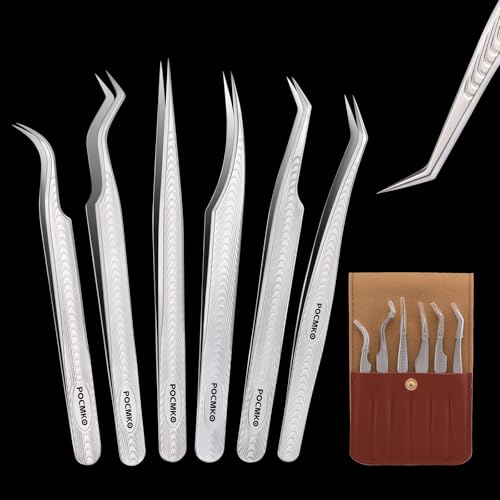 POCMKO Lash Tweezers for Lash Extension, High Precision Eyelash Tweezer