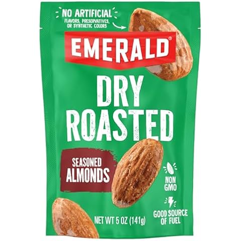 Emerald Dry Roasted Almonds, 5 oz Stand Up Resealable Bag Cover