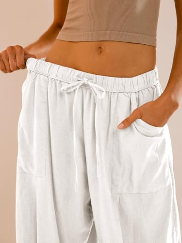 Cicy Bell Womens Beach Harem Pants Baggy Wide Leg Drawstring Summer Linen Palazzo Pants with Pockets4