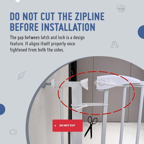 Image of Safe-O-Kid Adjustable 1-Year Warranty Baby & Dog Safety Gate (75-85 cm) Durable Metal Child Gate with 2-Way Auto-Close, Secret Lock, No Drill Required (Brown)