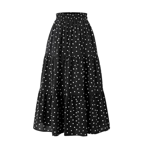 Women's Elastic Waist Casual Skirt with Pockets in Spring Summer Autumn and Winter