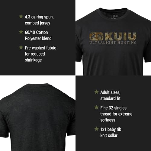 KUIU Valo Block Logo T-Shirt - Men's Lightweight Cotton-Poly Blend, Pre-Washed, Soft Crew Neck Tee – Charcoal3