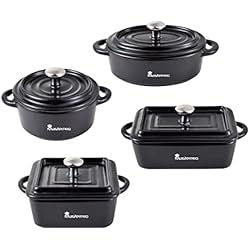 Cacerolas Masterpro MasterPro Cook & Share | Cacerolas de Cocina | Set de 4 Piezas con Tapa | Fabricadas en Gres Resistente a Las Altas Temperaturas | Cazuelas de Cocina | Compatibles con Todo Tipo de Cocinas y Horno