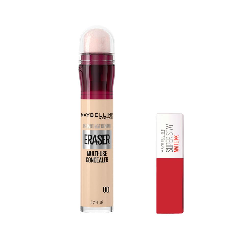 Maybelline New York Instant Anti Age Eraser Kapatıcı 00 Ivory & Mini Super Stay Matte Ink Likit Mat Ruj 20 Pioneer Makyaj Seti