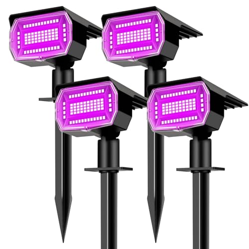 nipify 4 Pack Solar Spot Lights Outdoor Solar Powered Waterproof Spotlight Landscape Lighting for Outside Yard Garden Pathway Purple