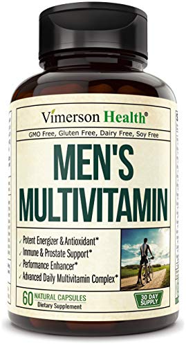 Men's Daily Multimineral Multivitamin Supplement. Vitamins A C E D B1 B2 B3 B5 B6 B12. Magnesium, Biotin, Spirulina, Zinc. Antioxidant Properties, Immune Health. 60 Capsules