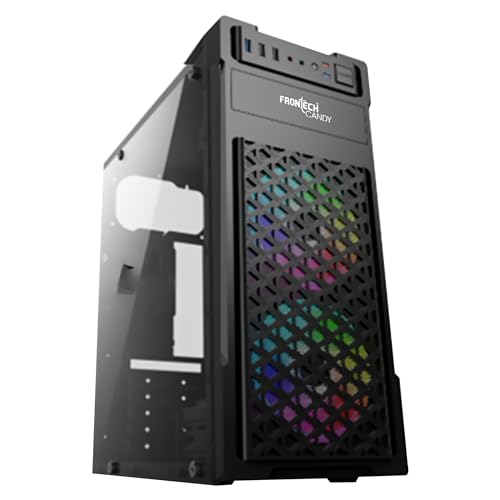 Image of FRONTECH Candy ATX Cabinet /Computer Case with 1 x 120mm LED Fan | Glass Side Panel | 1 USB - 3.0 | 2 USB - 1.0 | HD Front Audio - High-Performance Cooling and Sleek Design (FT-4359)