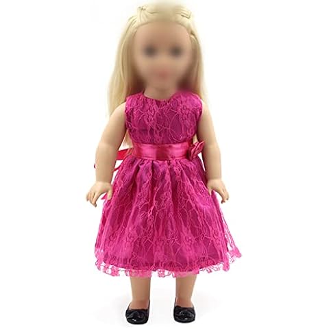 LLC427 18 inch Doll Clothes Red Sleeveless Lace Dress Set for 18 inch Girl Doll,Most 18 Inch Dolls(No Doll) Cover