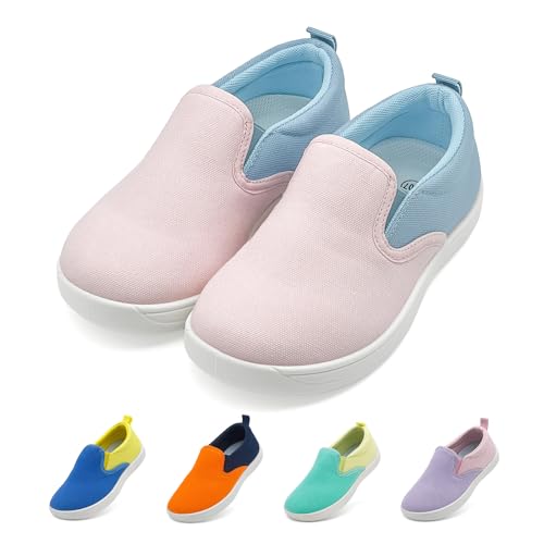 Kids Shoes Canvas Sneakers Kids Slip on Wide Toe Box Barefoot Shoes Comfortable Lightweight Running Tennis Athletic Sports Sneakers for Boys Girls