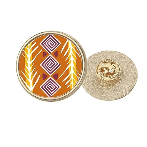 Broche ronde totems du Mexique en métal doré Brown Line taille M