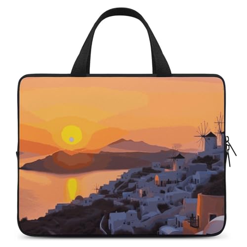 Housse ordinateur 13 pouces île de Grèce coucher de soleil antichoc pour transporter son PC