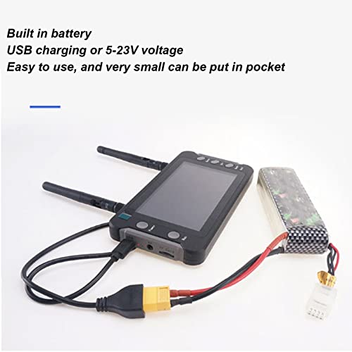 Monitor Odbiornika FPV, 7-calowy Monitor LCD z Odbiornikiem Odbiornik 5,8 GHz, 40 Kanałów, z Wbudowanym Akumulatorem Ekran Wyświetlacza Drona RC dla Quadkoptera Drona FPV