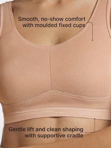 Image of Enamor Bamboo Cotton IB07, Women's Pop-on Bra - 3X Softer, 4X More Absorbent, Antimicrobial, Padded, Wirefree, Full Coverage