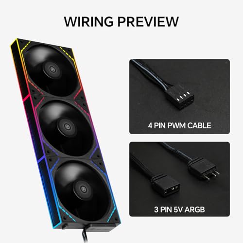 Image of Thermalright TL-M12Q 120mm ARGB Case Fan, Daisy-Chain | 1500RPM | Silent Computer Fan with Infinite Mirrors on Both Sides(Black) | Clean Daisy Chain Wiring, PWM /ARGB Sync, Infinity Mirror Lighting