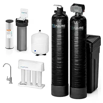 Aquasure Signature Elite 48,000 Grains Whole House Water Treatment System with Digital Control and 75 GPD RO Filtration
