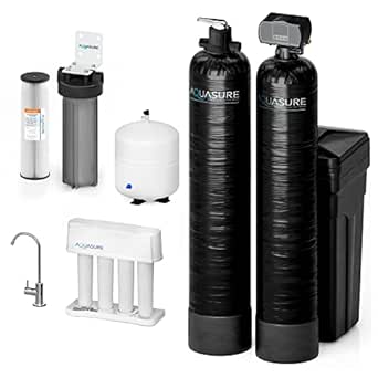 Aquasure Signature Elite 48,000 Grains Whole House Water Treatment System with Digital Control and 75 GPD Reverse Osmosis