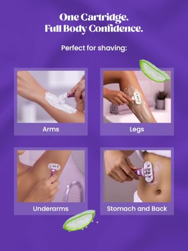 Image of Hyuman 5-Blade Body Razor Refill Cartridges for Women | Aloe Vera & Vitamin E Lubricating Strip | Replacement Heads | Pack of 2