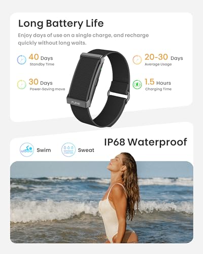 Image of Smart Bracelet, Health Fitness & Activity Tracker with All-Day Continuous Heart Rate /Blood Pressure Monitor, Sleep Tracker, 170+ Sport Modes, 60 Day Battery & Free App, IP68 Smart Band for Android IOS